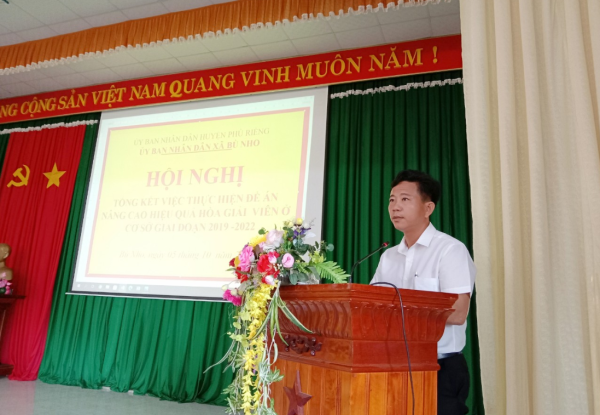 Hội nghị tổng kết Đề án nâng cao hiệu hòa giải viên ở cơ sở giai đoạn 2019-2022 xã Bù Nho